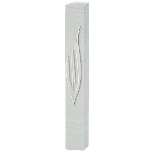 Plastic Mezuzah 12 cm - Silver Shin with Rubber Cork - Striped
