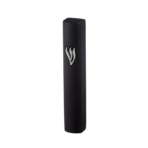 Concrete Polymer Mezuzah 15 cm, Stone - Like, Black - Silver
