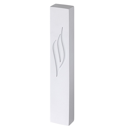 Polymer "Concrete" Mezuzah 15 cm, Stone - Like, White Color