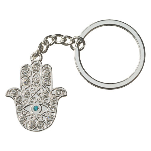 Nickel Hamsa Keyholder with Stone Inlay