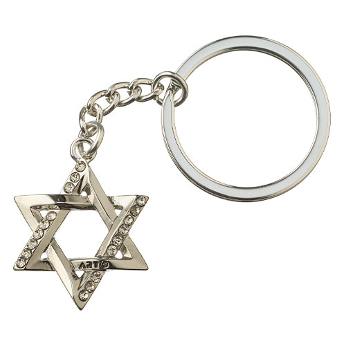 Nickel Magen David Keyholder with Stone Inlay