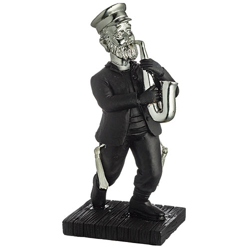 Polymer Kleizmer Playing Saxophone 17 cm - Silver, Black