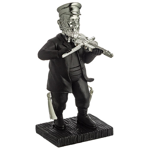 Polymer Kleizmer Playing Violin 17 cm - Silver, Black