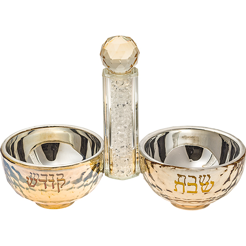 Crystal Salt & Pepper Holders 10*14 cm with White Glass Chips - with Stones