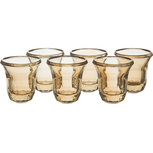 Crystal Liquer Set with 6 Cups - 6 cm - Gold
