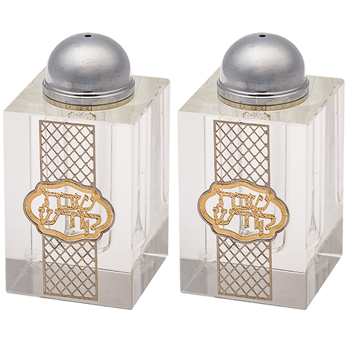 Crystal Salt & Pepper Holders 8*4 cm with Laser Cut Plaque- Ornaments