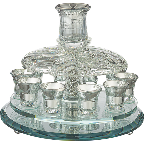 Crystal Wine Fountain 33*25 cm with 10 Small Cups - Silver
