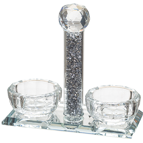 Crystal Salt & Pepper Holders 12*11 cm with Glass Chips