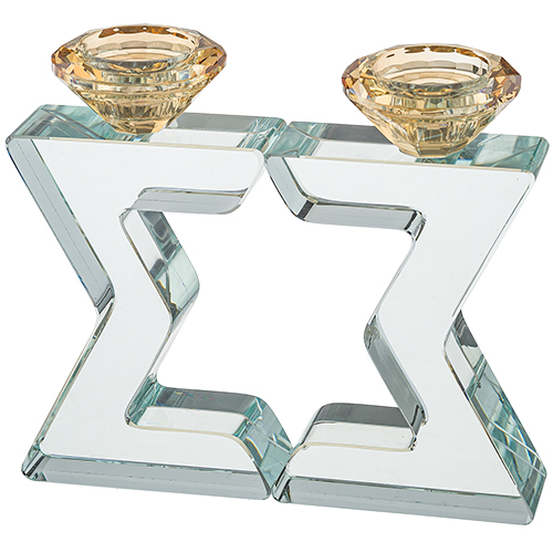 פמוטי קריסטל "מגן דוד" מהודרים 17 ס״מ