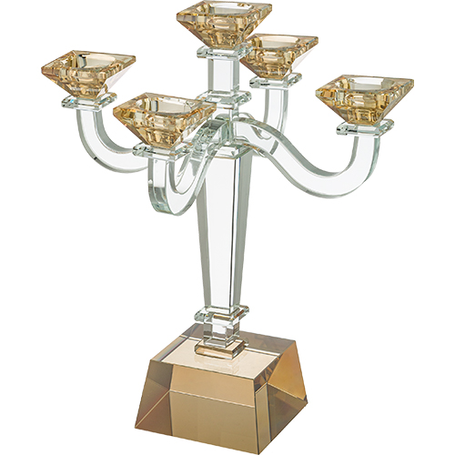 פמוטי קריסטל חמשייה מהודרים 34 ס״מ