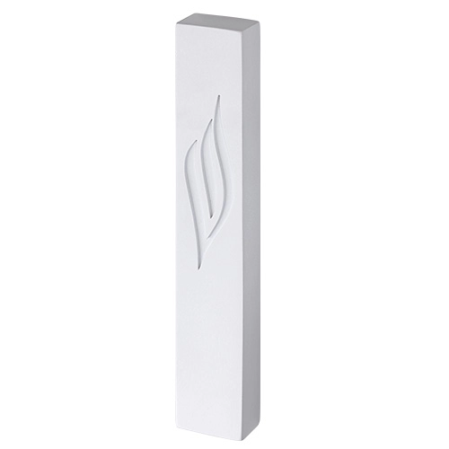 Polymer "Cement" Mezuzah 12 cm, Stone - Like, White Color