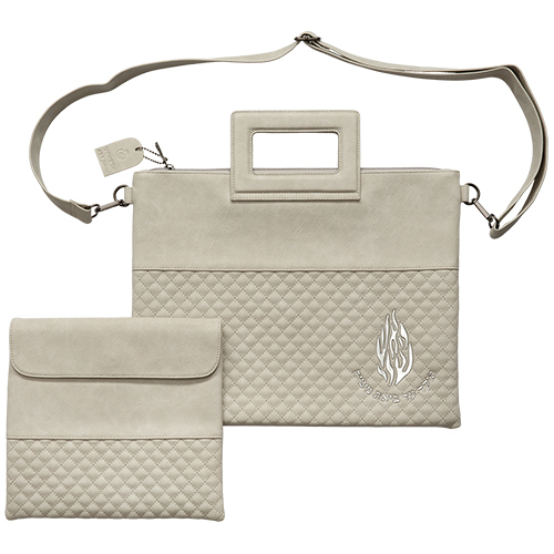 PU Leathere Fabric Talit & Tefilin Set 38*31 cm with Handles&embossed Logo - Gray