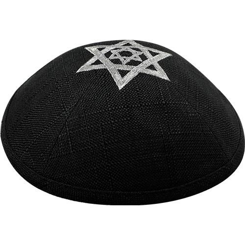כיפה פשתן עם רקמה 19 ס״מ