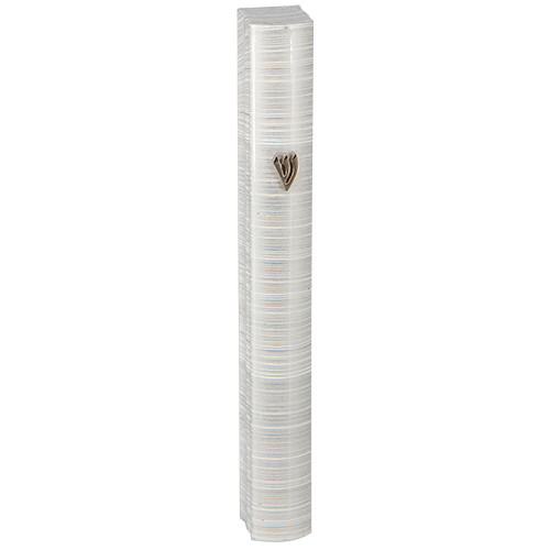 Aluminium Mezuzah 15cm 3d Painted- White Striped Design