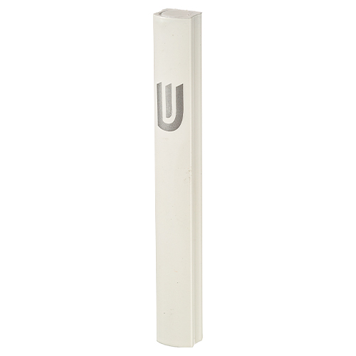 Aluminium Mezuzah 12 cm- Dotted Design in Matte Silver, with the Letter "Shin"