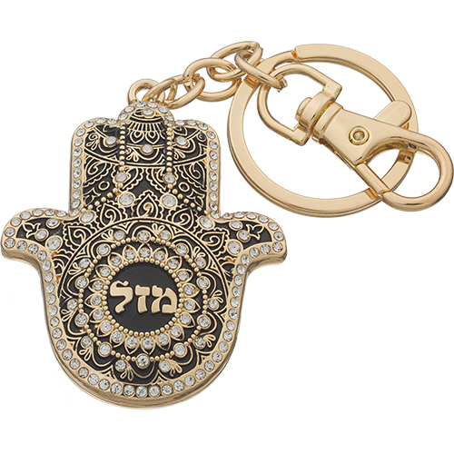 מחזיק מפתחות חמסה "מזל" משובץ 5.5 ס״מ