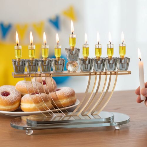חנוכייה קריסטל מהודרת 19×29 ס״מ