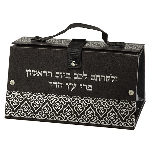 כלי לאתרוג דמוי עור הדפסה כסף 11×19×13 ס״מ