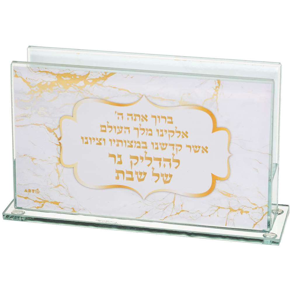 מחזיק גפרורים זכוכית עם הדפסה דגם שיש 12.5×7 ס״מ