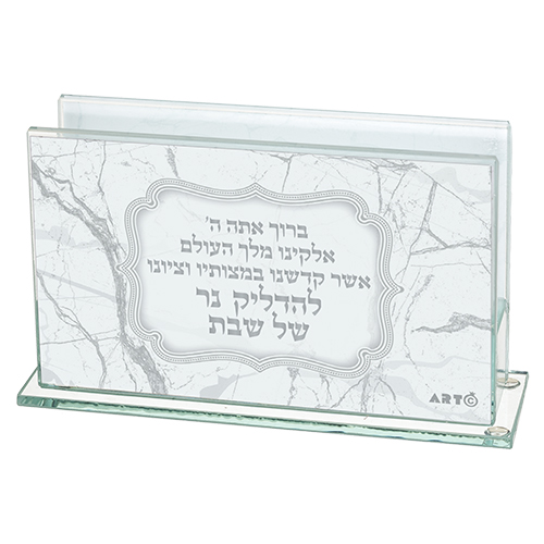 מחזיק גפרורים זכוכית עם הדפסה דגם שיש 6.5×4 ס״מ