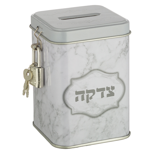 קופת צדקה פח מרובעת "שיש" 10 ס״מ