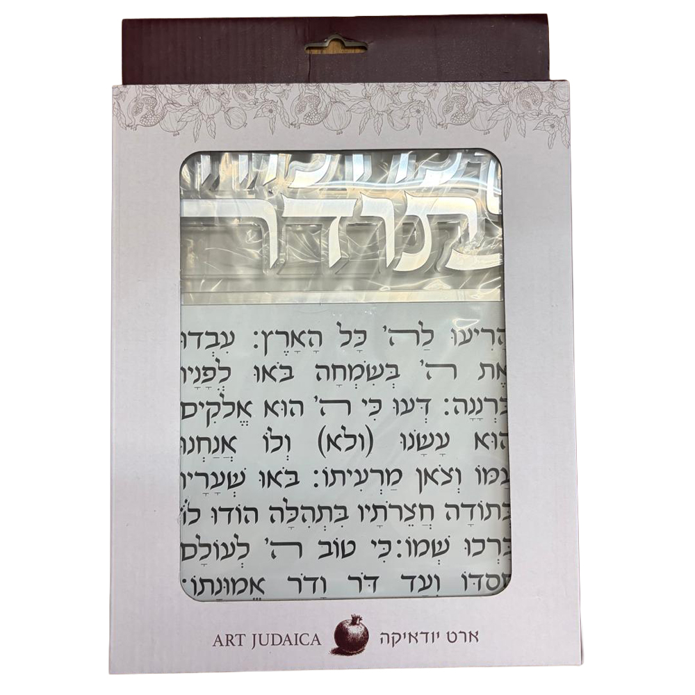 מזמור לתודה אקריליק לתליה אותיות חתוכות כסף 25×20 ס״מ