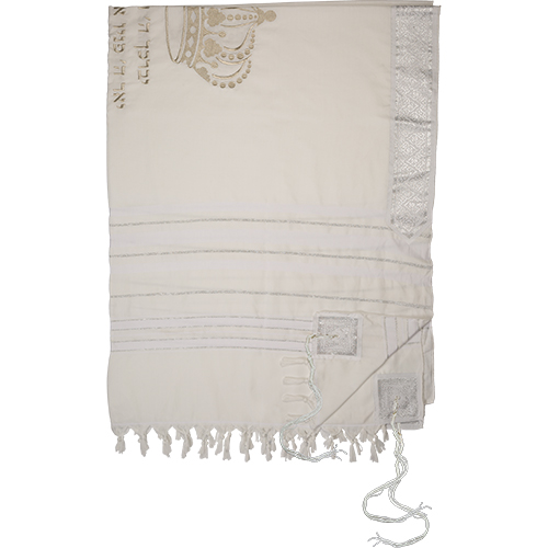 Talit Mofet Size 60 140*185 cm with Silver Stripes - with Embroidery