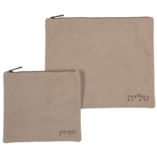 סט טלית תפילין בד דמוי פשתן 36×29 ס״מ