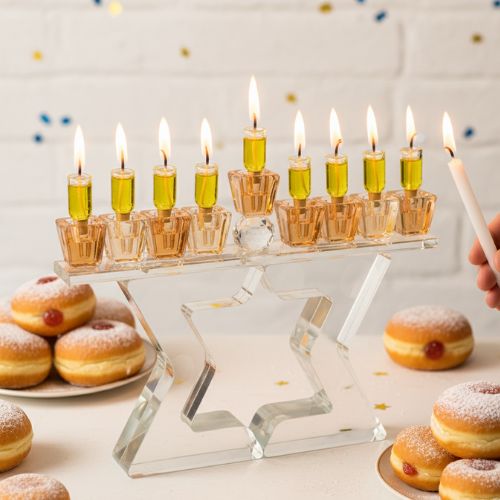 חנוכייה קריסטל מהודרת 17 ס״מ