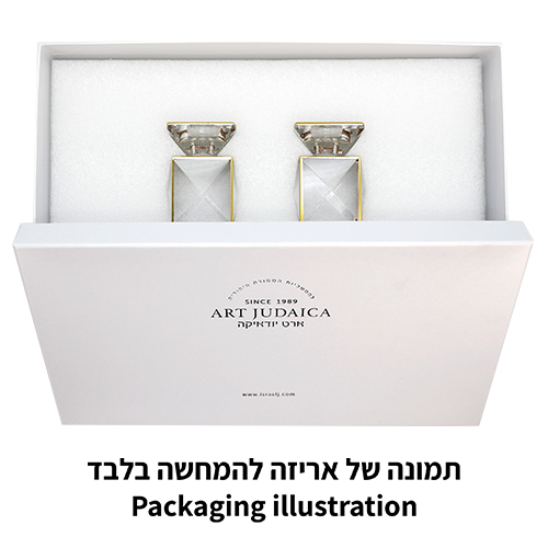סט זוג פמוטי קריסטל עם מגש מהודר 9 ס״מ