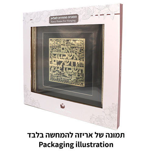 מסגרת ממוסגרת לתלייה עם פלקטה זהב 42×43 ס״מ- בבא סאלי
