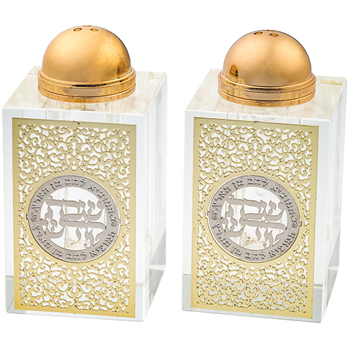 זוג מלחיות קריסטל עם פלקטה "פיליגרין" 8×4 ס״מ