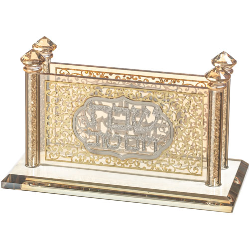 מחזיק גפרורים קריסטל עם פלקטה "עיטור" 16×8 ס״מ