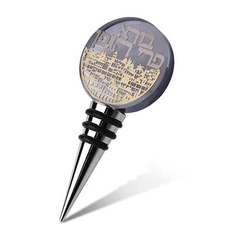 פקק רב פעמי לבקבוק יין מקריסטל עם פלקטה