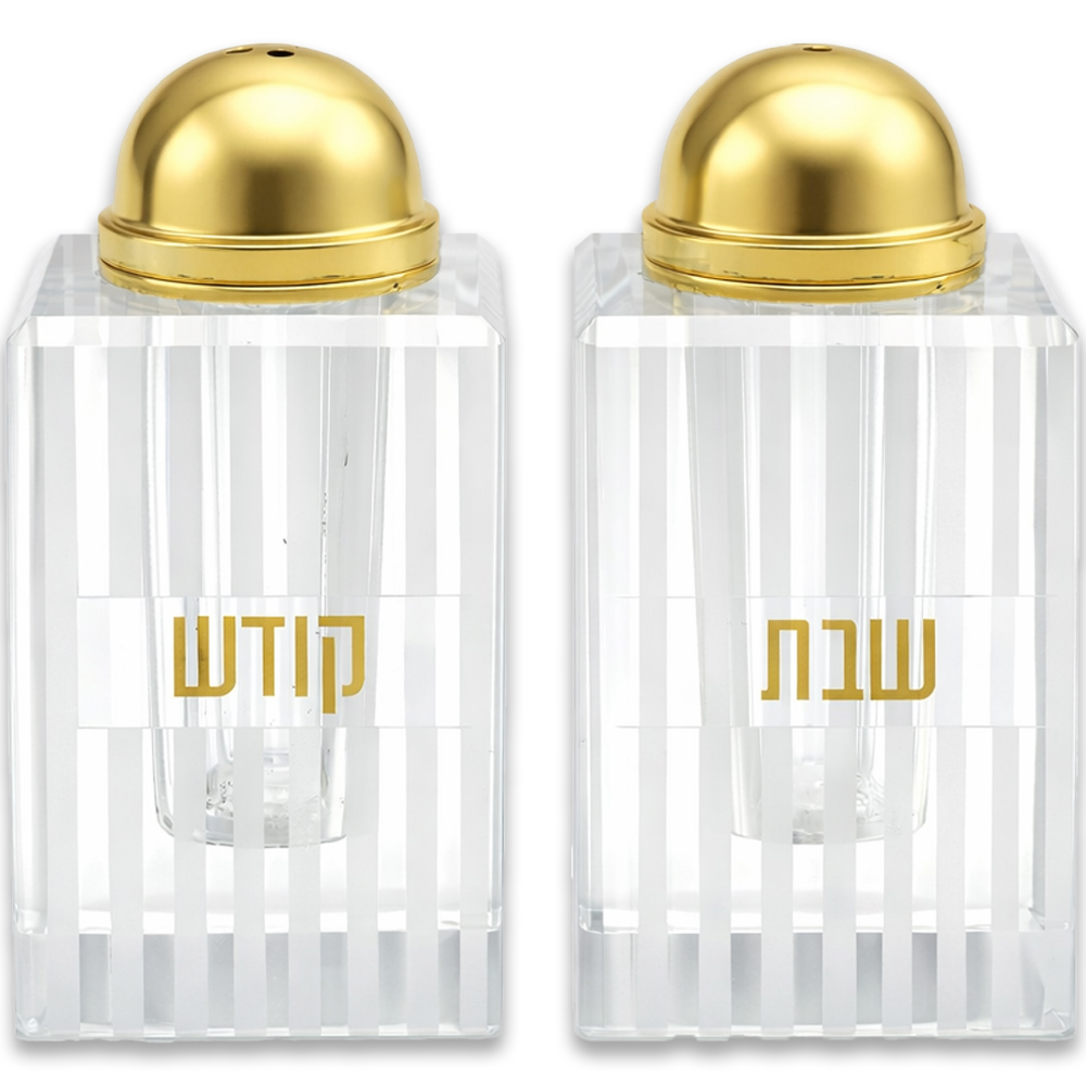 זוג מלחיות קריסטל זהב 7 ס״מ