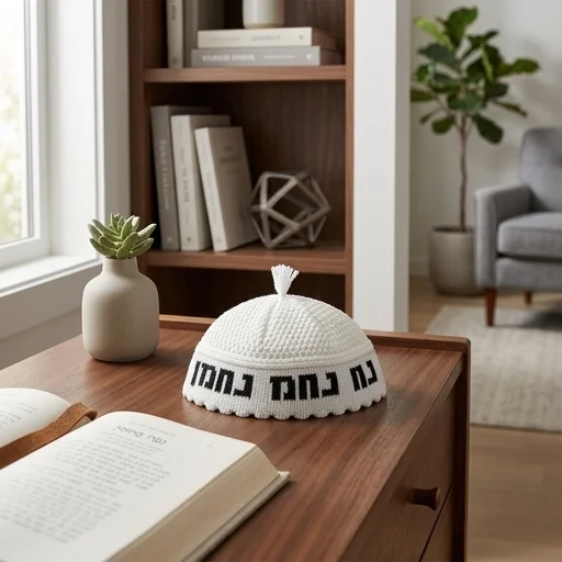 כיפה פריק לבן "נחמן מאומן" 22 ס״מ