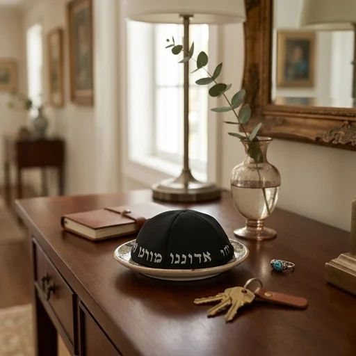 כיפה טרילין גודל 18 סמ רקמה "יחי אדוננו.."