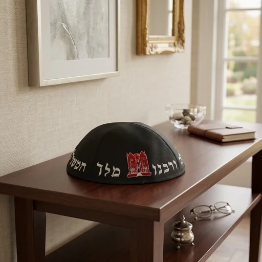 כיפה טרלין גודל 21 סמ רקמה "בית הרב"