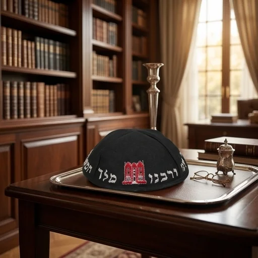 כיפה טרלין גודל 22 סמ רקמה "בית הרב"