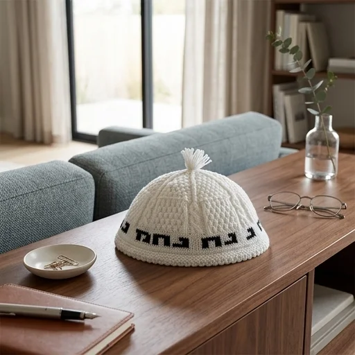 כיפה פריק לבן "נחמן מאומן" 19.5 ס״מ