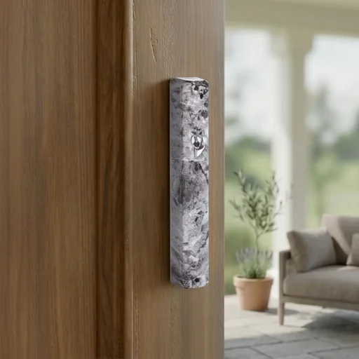 מזוזה פלסטיק 12 ס״מ - גימור שיש אפור
