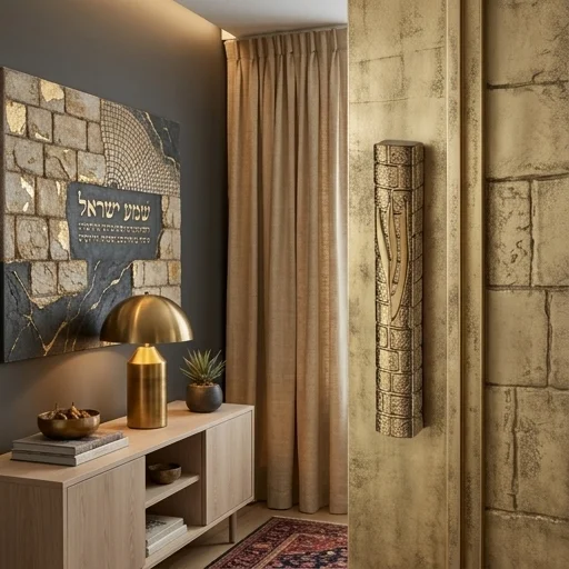 מזוזה פולי כותל ש בולטת אלקטרופורמינג זהב 30סמ