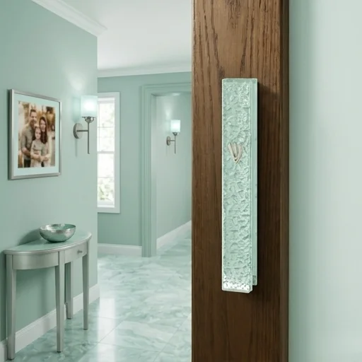 Glass Mezuzah with Silicon Cork 7 cm - "Bubbles" Design
