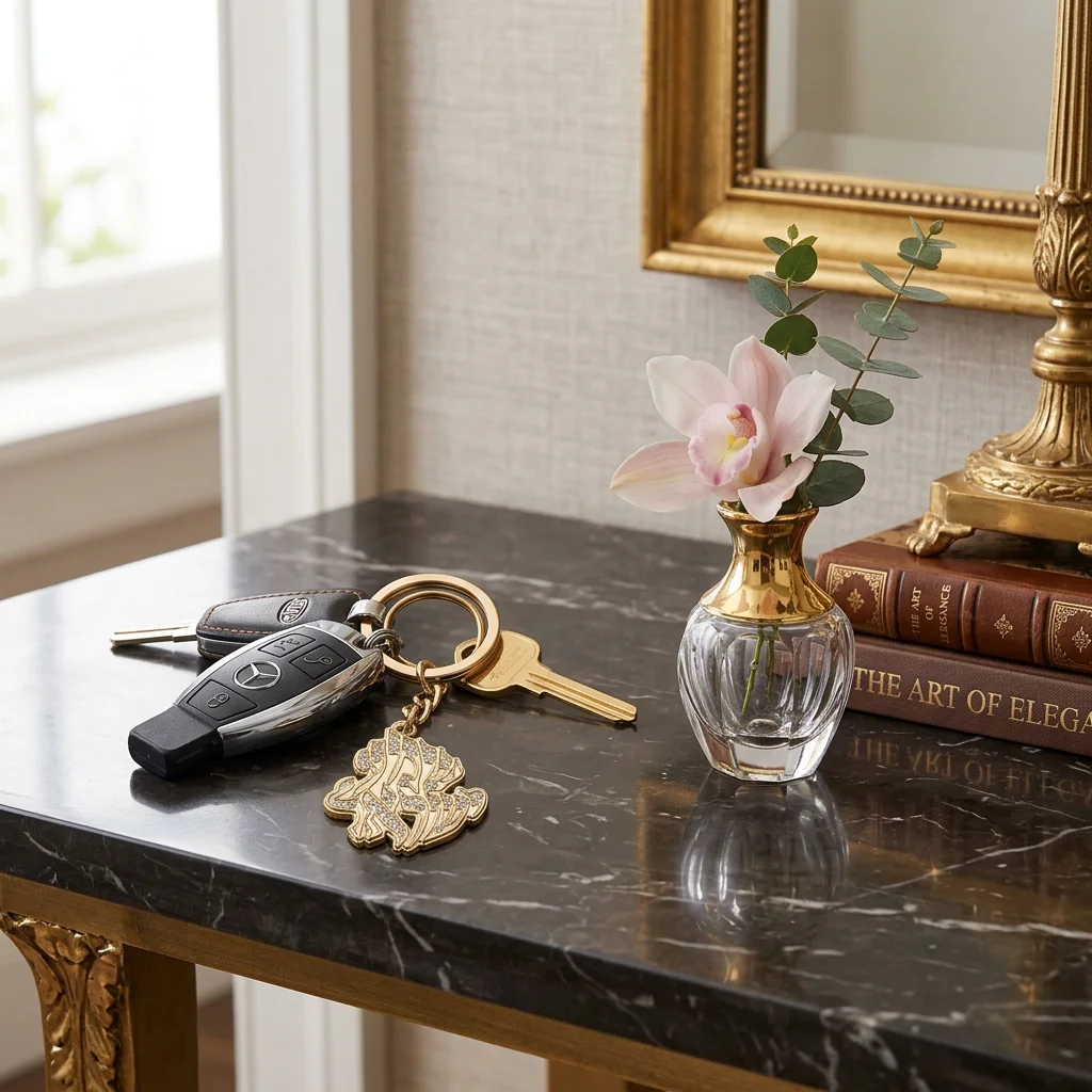 Nickel Keyholder with Stone Inlay - Gold