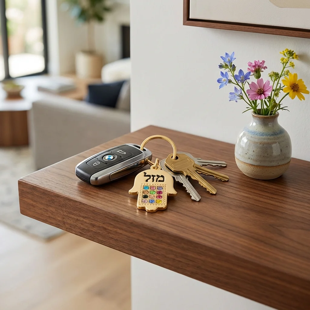 Keyholder Hamsa Metal 2.5x3.5 cm - Gold