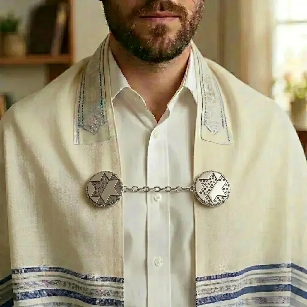 קליפס לטלית ניקל עם שרשרת 9 ס״מ
