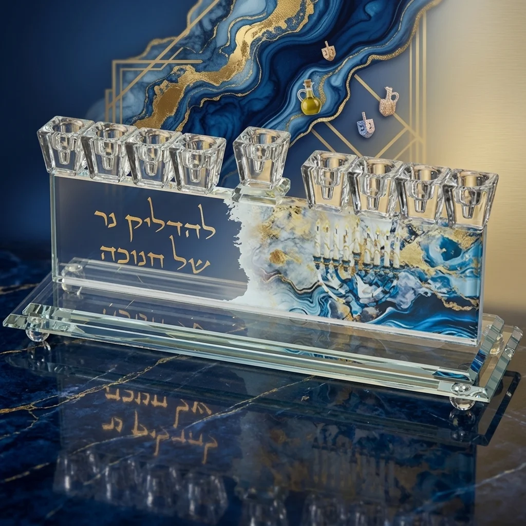 חנוכייה קריסטל מהודרת 7×28 ס״מ