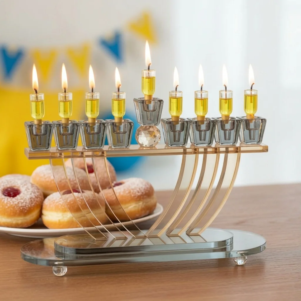 חנוכייה קריסטל מהודרת 19×29 ס״מ