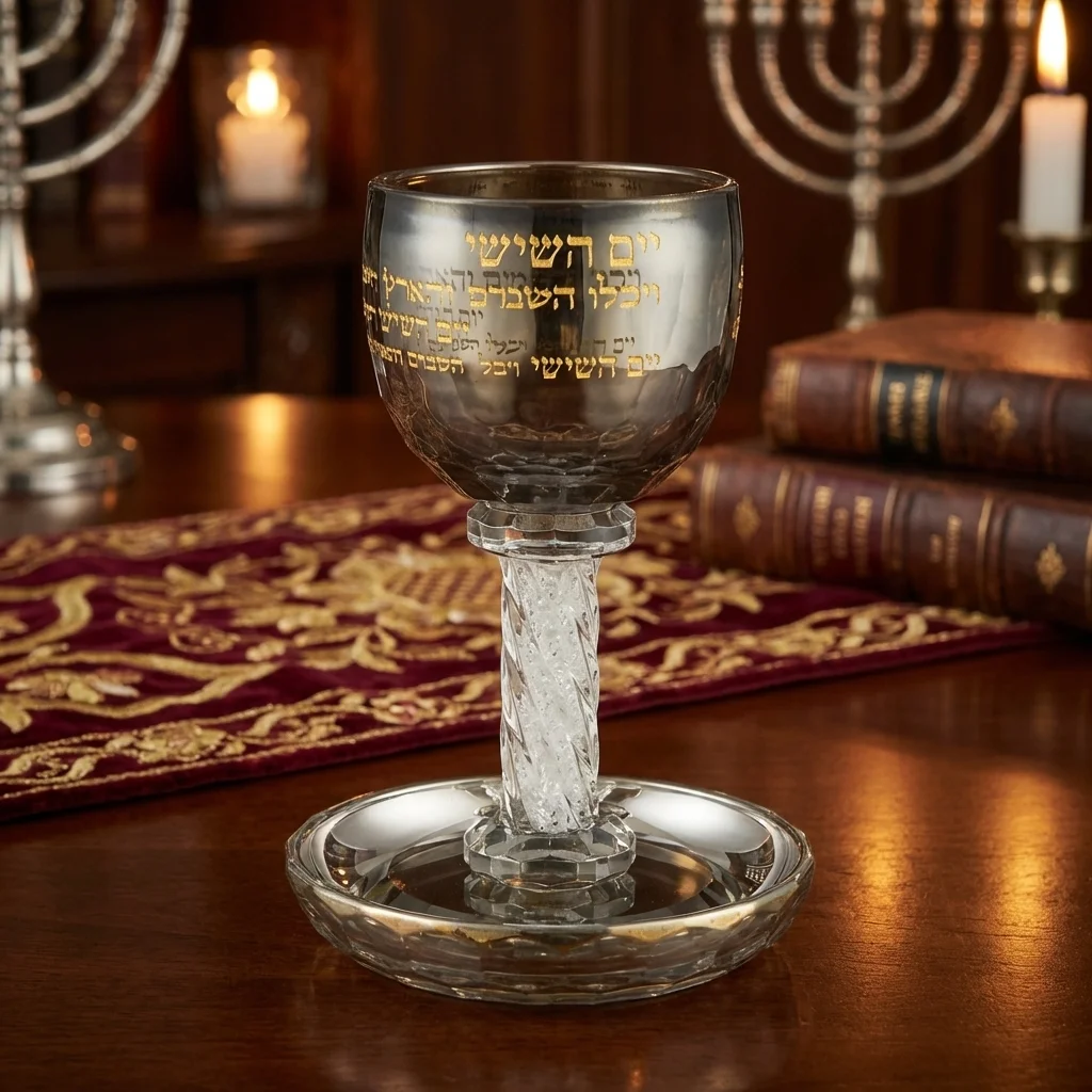 גביע קריסטל מהודר "ברכה" שחור עם זהב 16 ס״מ תכולה 100 מ"ל