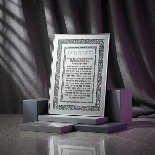מסגרת זכוכית עם אבנים הדלקת נרות 25×35 ס״מ